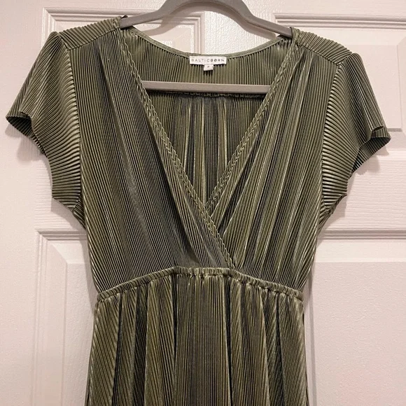 Baltic Born Athena - Sage Green Pleated Maxi Dress, Size Small - Picture 3 of 5